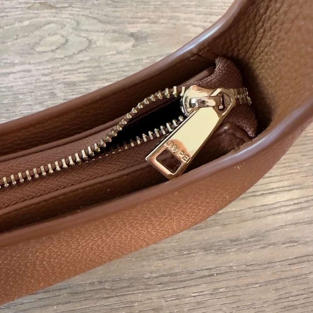 JW Pei Women's Brown Leather Shoulder Bag 'Harlee' Asymmetrical Gold Zipper NWOT